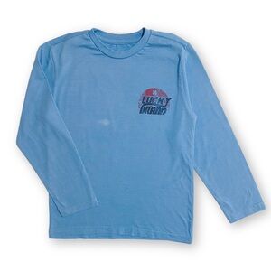 Lucky Brand Boys S/8 Blue Front & Back Vintage Logo Graphic Long Sleeve T-Shirt